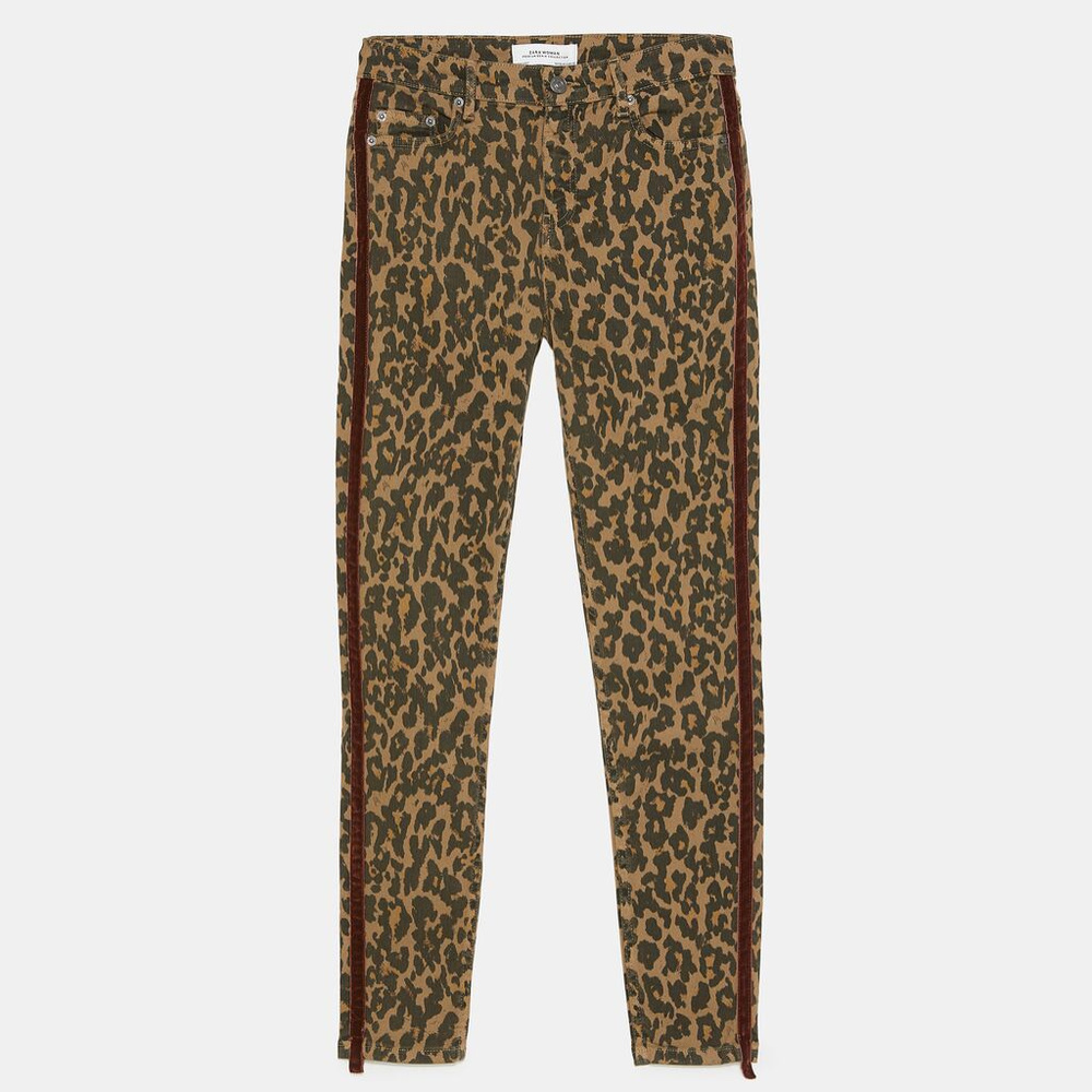 ZARA Skinny Animal Velvet Band Jeans